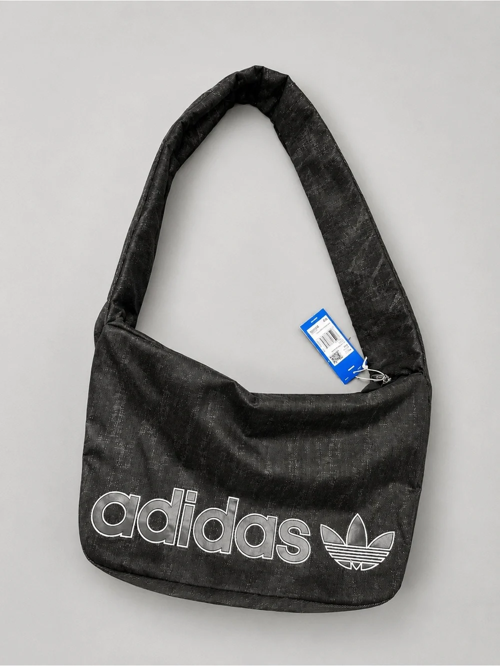 adidas Originals Shopper Denim Shoulder Bag Casual Lifestyle Bag Black KE0680